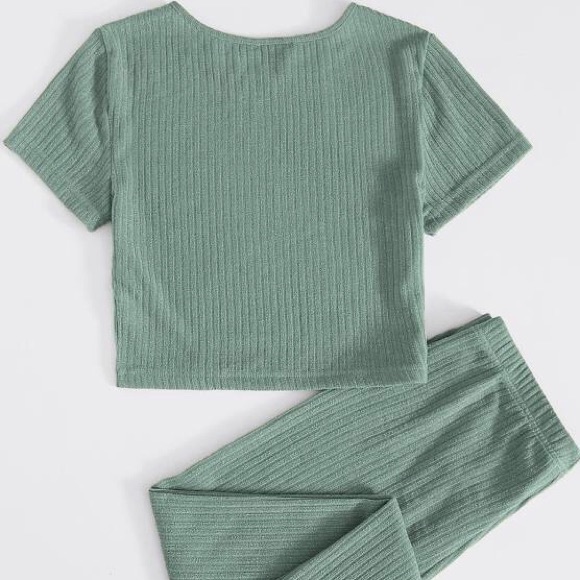 Shein Ribbed Cropped Set - Picture 2 of 3